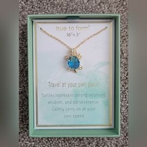 True To Form Sterling Silver Turtle Necklace, Green Turtle Necklace
